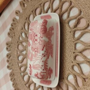 Pink Rose Willow Butter Dish